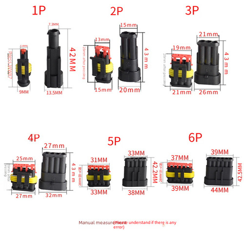 Factory direct supply 1.5 series automotive connectors with 1, 2, 3, 4, 5, and 6 pins