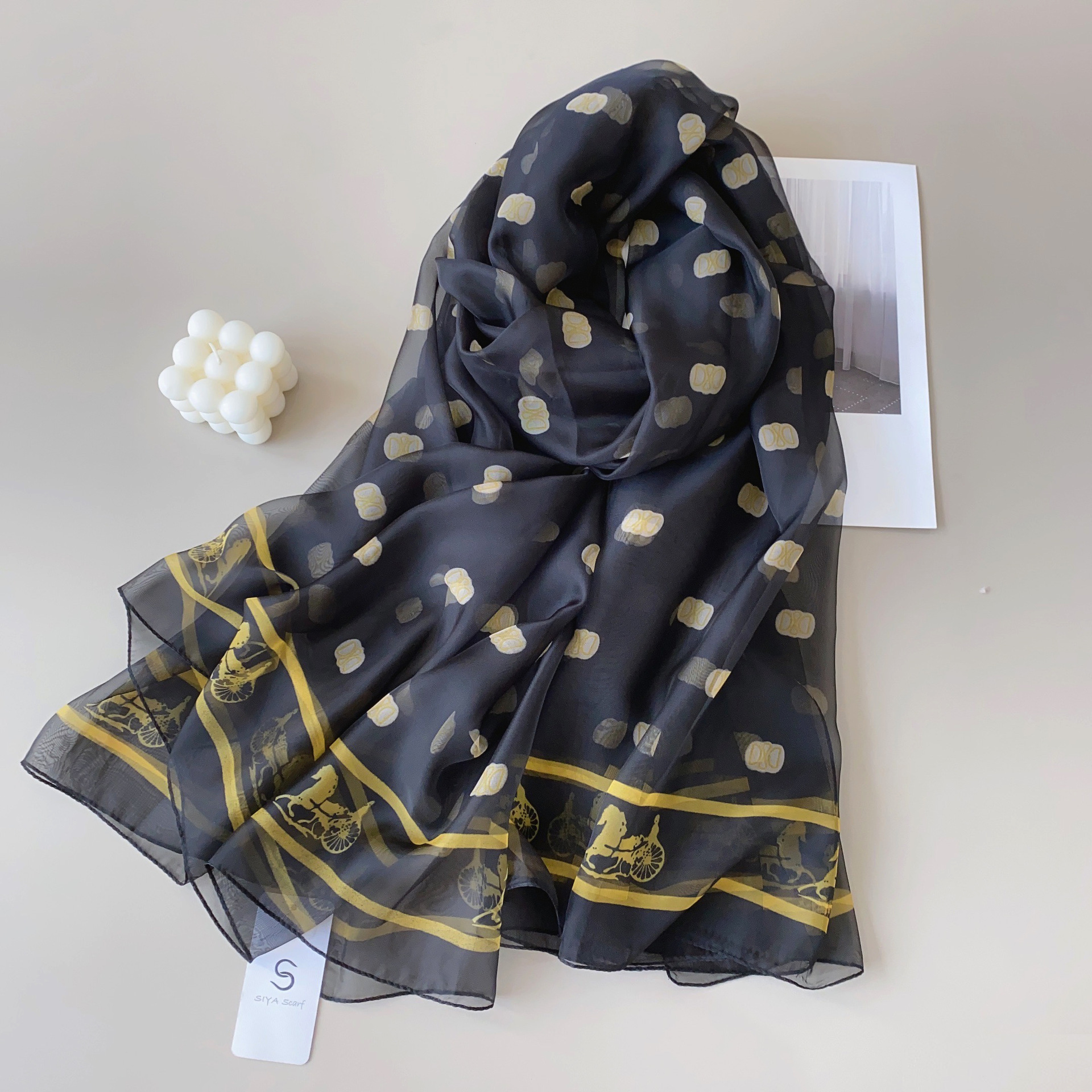 Nueva toalla de playa con estampado de lunares, bufanda de seda simple de todo fósforo de verano, chal decorativo de protección solar, toalla de playa de playa de viaje