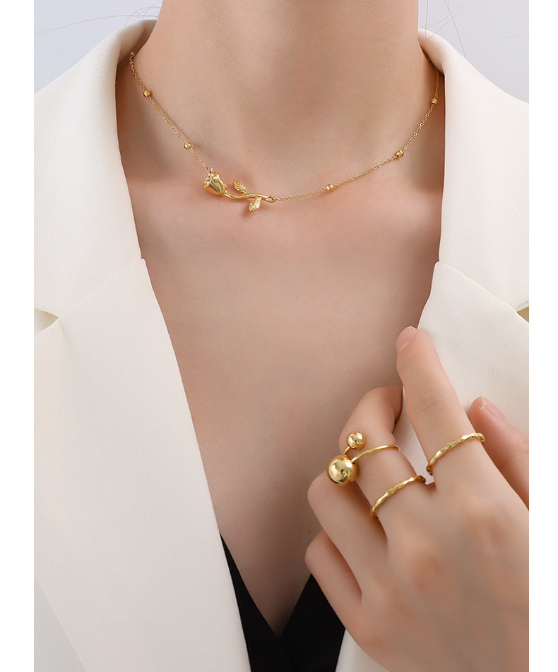 Simple Style Rose Titanium Steel Plating Necklace 1 Piece