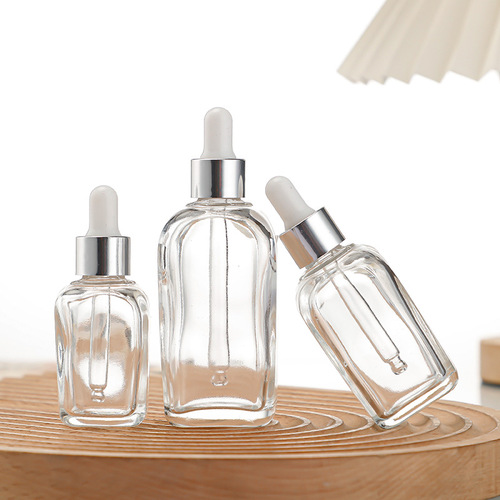 Brown essential oil bottle, square perfume bottle, cosmetic packaging bottle, brown spray lotion press glass bottle