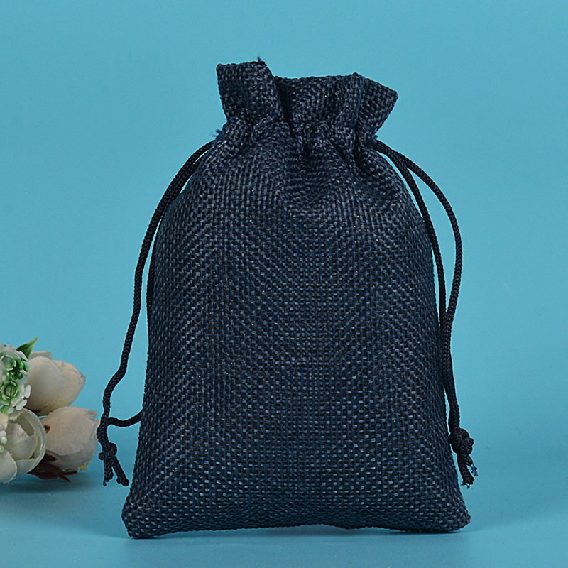 льняная сумка 7*9 см; темно-синяя нейлоновая веревка