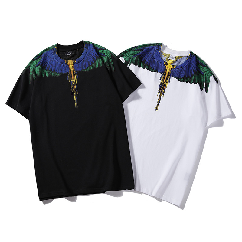 Herre-T-skjorte med trendy merke MB kortermet Marcelo Classic Phantom Wing-T-skjorte med fargerik fjær og lynblad, halvermet T-skjorte for par_voghion.com