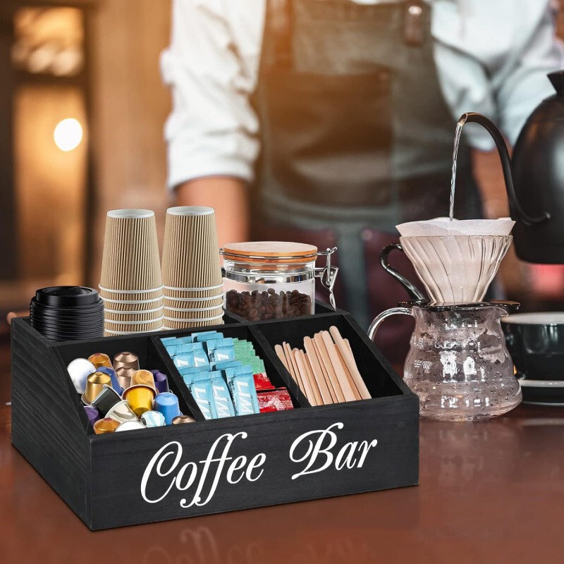 木製デスクトップコーヒー収納ボックス使い捨てカップ無垢材収納ボックスティーバーオフィスコーヒーショップ収納ボックス|undefined