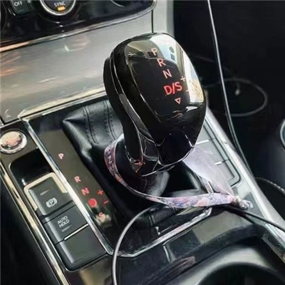 Suitable for Volkswagen Magotan Passat Automatic Transmission Modified Electronic Gear Knob Cc Golf Tiguan Gear Shift Head (Sürətlər qutusu və əl tormozu başlıqları) - electroplated-red-light-genuine-leather