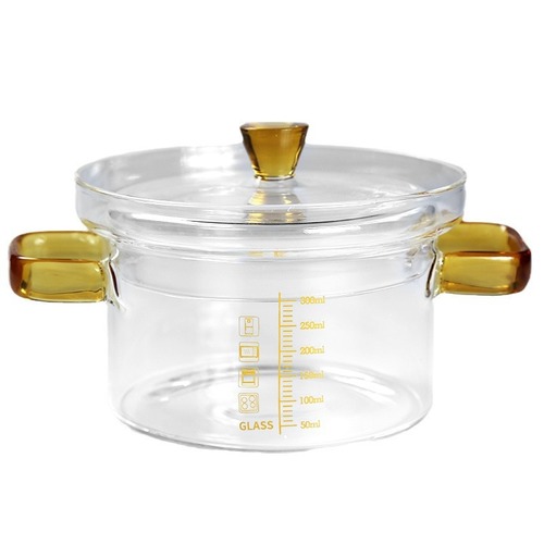 High-Temperature-Resistant Glass Steamer for Egg Custard, Baby Food Supplement with Measuring Scale, Transparent Double-Handle Bowl, and Small Stew Pot with Lid for Bird's Nest Desserts