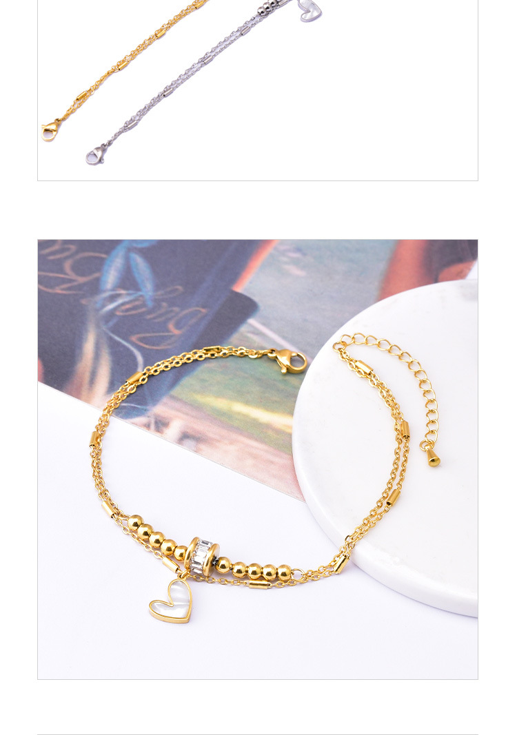 Anklet Classification 1 Piece Heart Shape Stainless Steel Waterproof Non Tarnish Shell PVD Coated Real Gold Plated Women'S Anklet