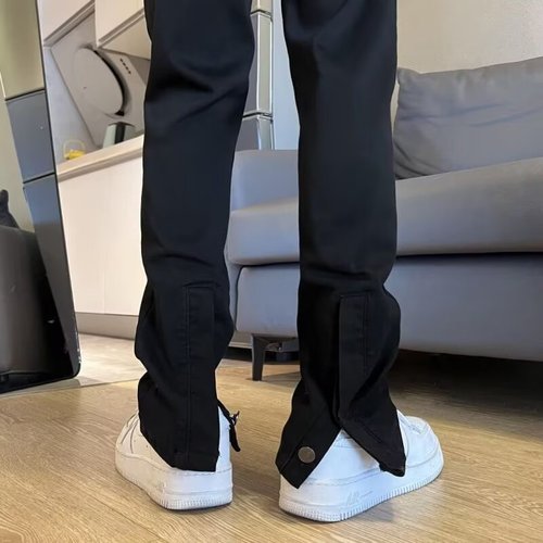 Side zip slightly loose men's spring and autumn retro washed punk cool pants American street fashion brand straight leg long pants
