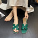 Trendy Brand Flat Sandals and Slippers Women's 2025 Summer New H-shaped Flops Wet Water Wet Outer Wear Beach Shoes Half Slippers
