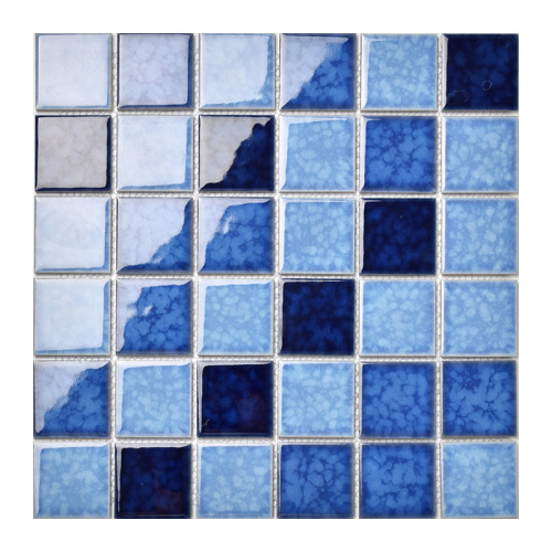 P616 Shuangou professional ceramic mosaic manufacturer customized puzzle swimming pool pool real estate blue-green tiles