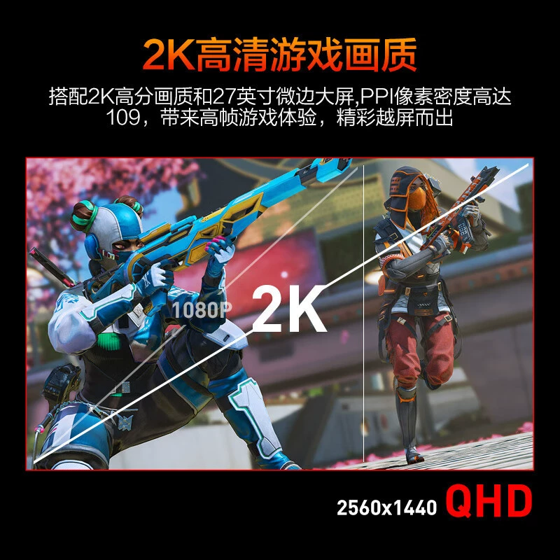 HKC 27-дюймов 2K родной 300 Гц киберспорт быстрый отклик, низкая blue light, 10-битный широкий цветовой охват HDR400