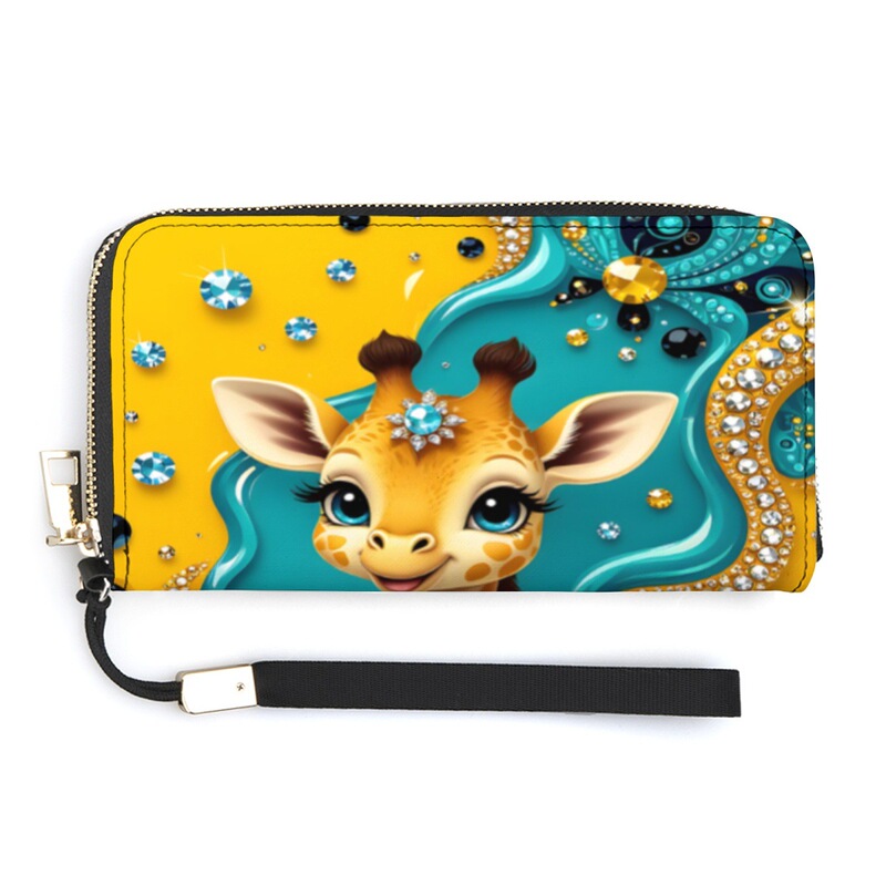 Sparkling Giraffe Cub Long Wallet, Leather Material, Uv Printed, Multi-Function Card Holder Sparkling Giraffe Cub Long Wallet, Leather Material, Uv Printed, Multi-Function Card Holder