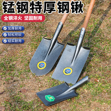 农用锰钢淬火加长长方泥锹加厚挖树开沟全钢铁锹园林工具款锨山药
