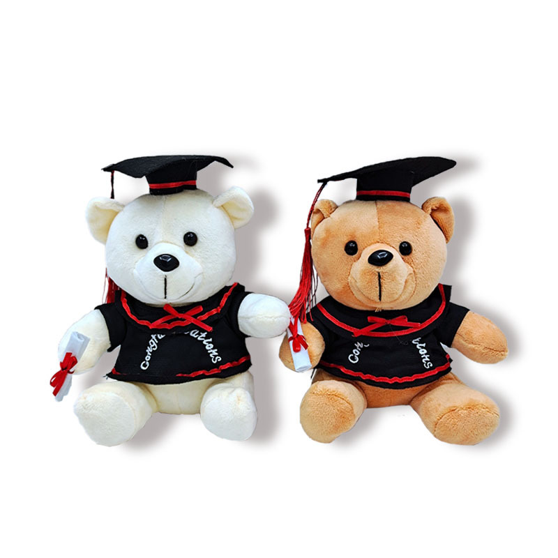 直销 纪念礼品 眼镜毕业熊学士帽 卡通轻松毛绒公仔玩具博士熊