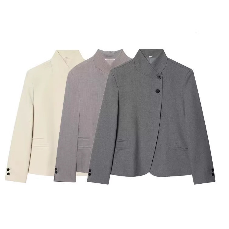 Za New Women's Clothing Minimalist Style Casual High-Neck Blazer with a Stylish Design and Slimming Effect 3736051