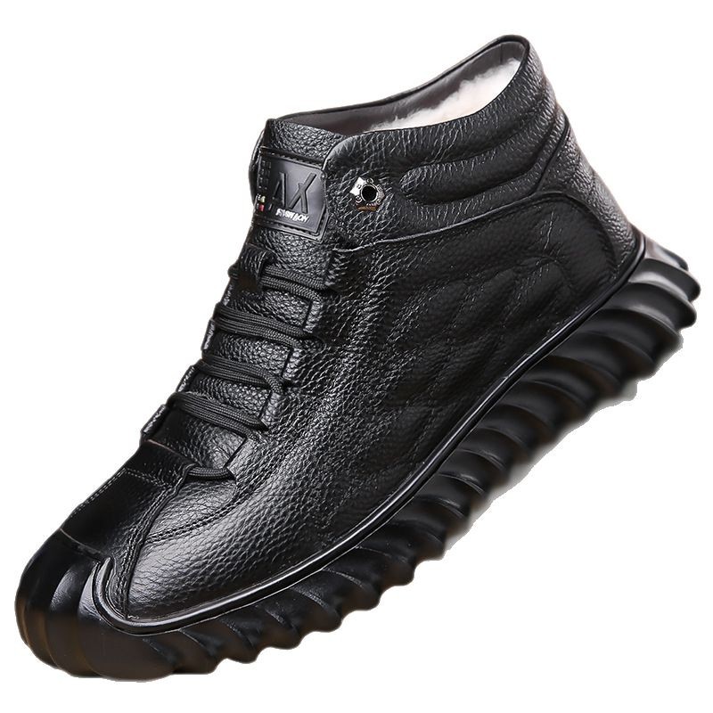 Winter Large Size 48 Shoes Men's Fleece-Lined Boots High-Top Casual Genuine Leather Warm Shoes Comfortable For Men_vogvips.com