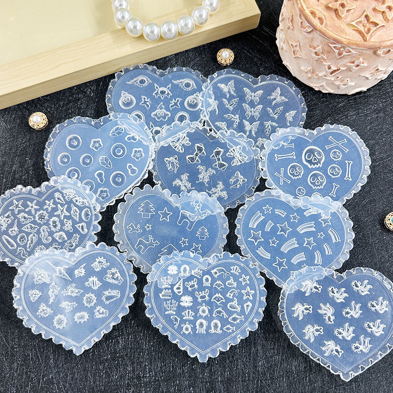 Love Manicure Ocean Maple Leaf Butterfly Flower Mix and Match Decoration High Transparency Mold Carved Glue Stereo Carving Mold