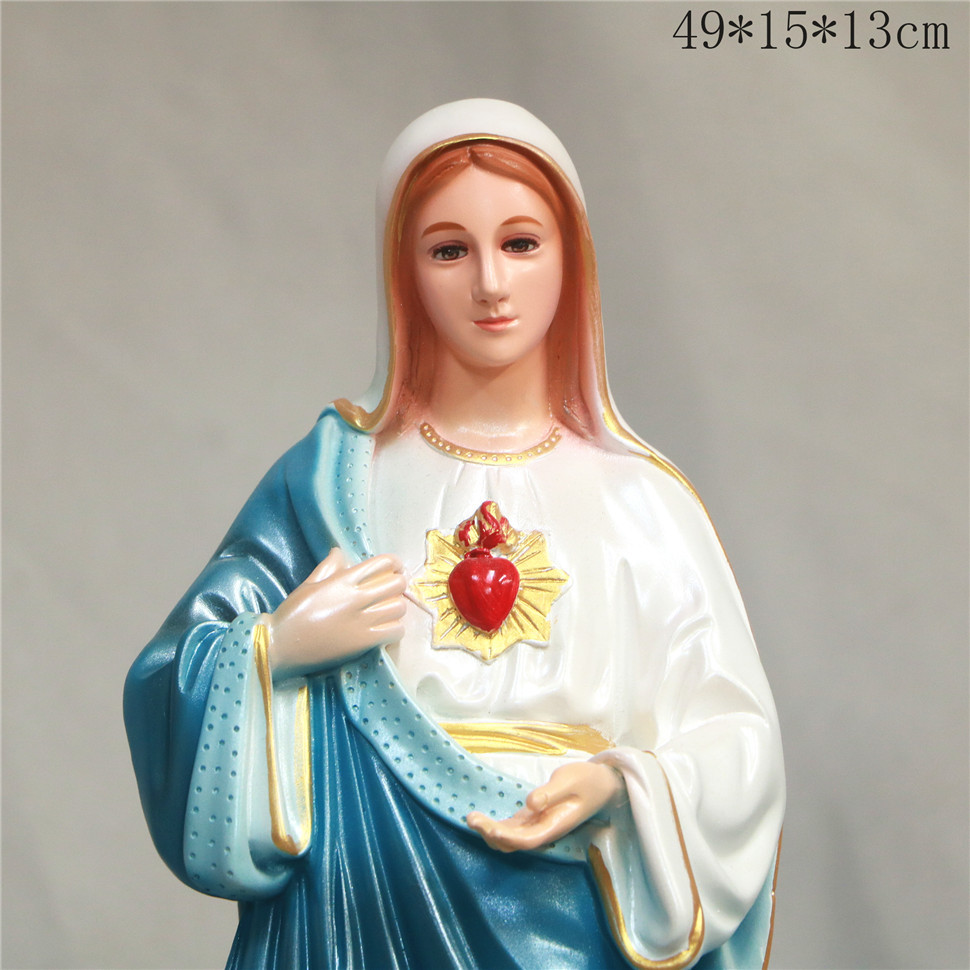 50cm transfronterizos de la Virgen del Sagrado Corazón de la Virgen María Mirando la Estatua de la Estatua de la Iglesia Decoración de la Estatua de la Personaje Principal Salón