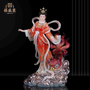 New Nine-Tailed Empress Statue Nine-Maiden Standing Statue for Home Worship Qingqiu Empress Nine-Tailed Statue Nine-Tailed Empress Red Fox