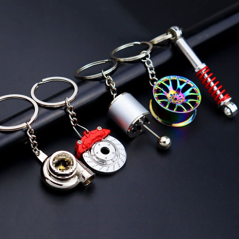 Creative Car Turbocharger Gear Wheel Hub Brake Disc Shock Absorber Metal Keychain Key Ring Chain Pendant