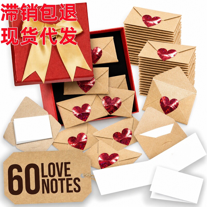 Temu Cross-Border Best-Selling Mini Envelope Heart Stickers Valentine's Day Greeting Card Small Love Notes for Him and Her