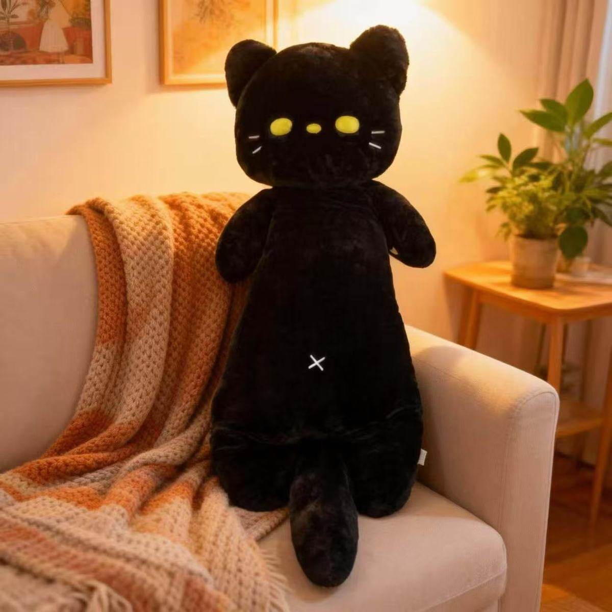 Cross-border cute long cat pillow plush toy doll, a magical item for hugging between legs in bed, cat doll, cross-border wholesale