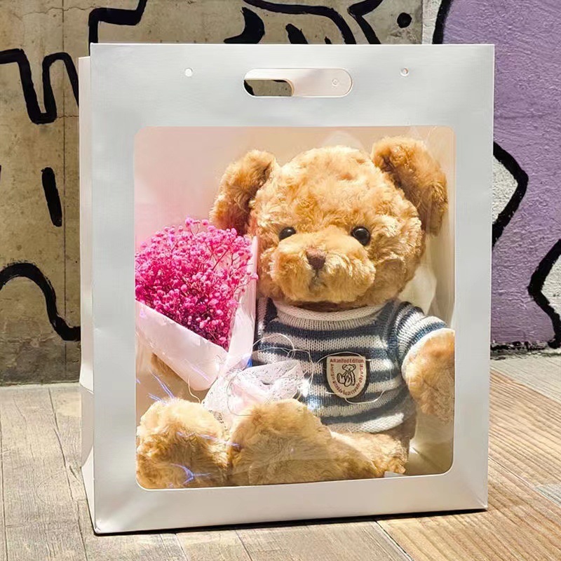 Bolsa de regalo ramo oso de peluche lindo juguete de peluche cumpleaños para niñas temporada de graduación Día de San Valentín