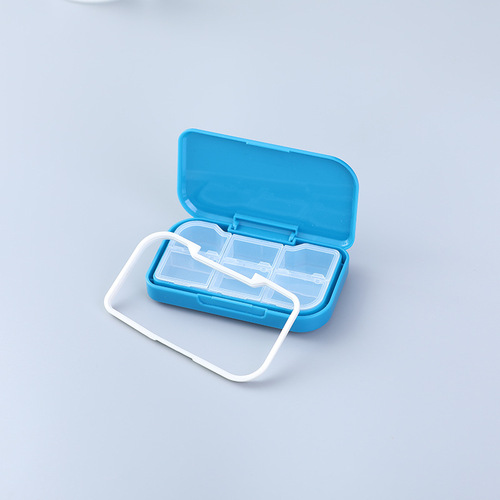 Portable Six-Compartment Sealed Medicine Box Weekly Pill Organizer Storage Box Travel Medication Case