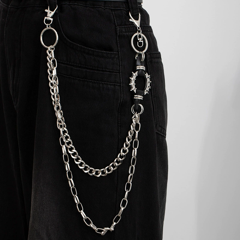 Европейская и американская трансграничная модная цепочка для джинсов с шипами, ретро крутая металлическая цепочка на талию в стиле панк, рок-хип-хоп, индивидуальные аксессуары