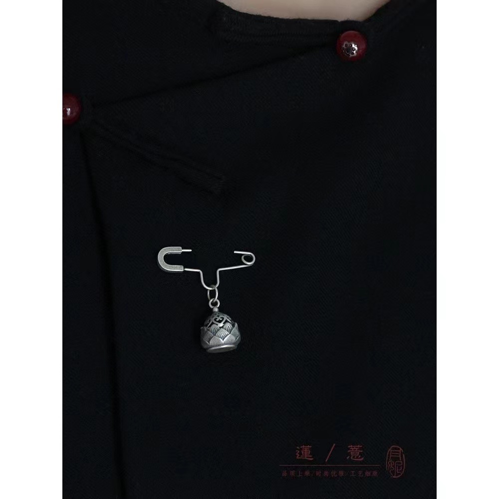 Lotus flower | S925 sterling silver Lotus sachet pendant brooch corsage women's vintage pin silk scarf buckle