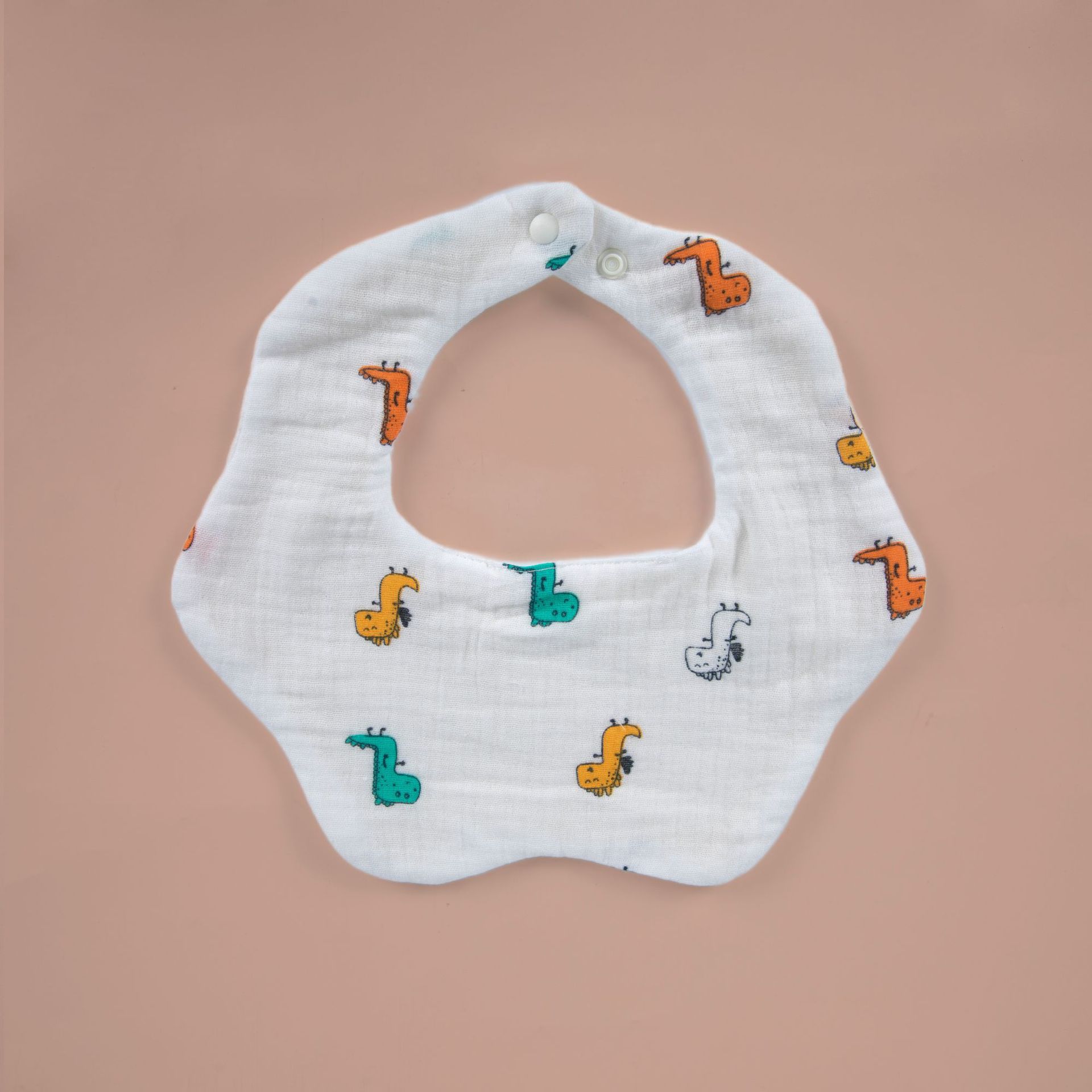 Toalla de saliva para bebé 6 capas de gasa de algodón grueso babero de bebé de 360 grados con impresión de dibujos animados babero para bebé