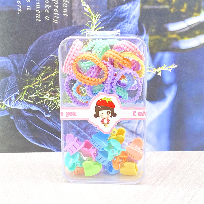 Banda de goma para niños en caja Cuerda para la cabeza para niños, lazo para el cabello para niñas, banda de goma para niñas, el cabello del bebé no daña el pulgar