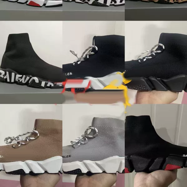 Cross-border Paris elastic sock shoes for men, knitted high-top sock boots, B-brand elastic thick-soled casual sports shoes sock boots