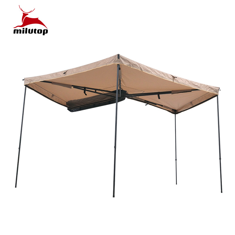 Mystery Deer Directo Factory Tienda de puerta de automóvil de 270 grados sin luz de doble poste Tienda de apertura rápida con dosel en forma de abanico de 270 grados