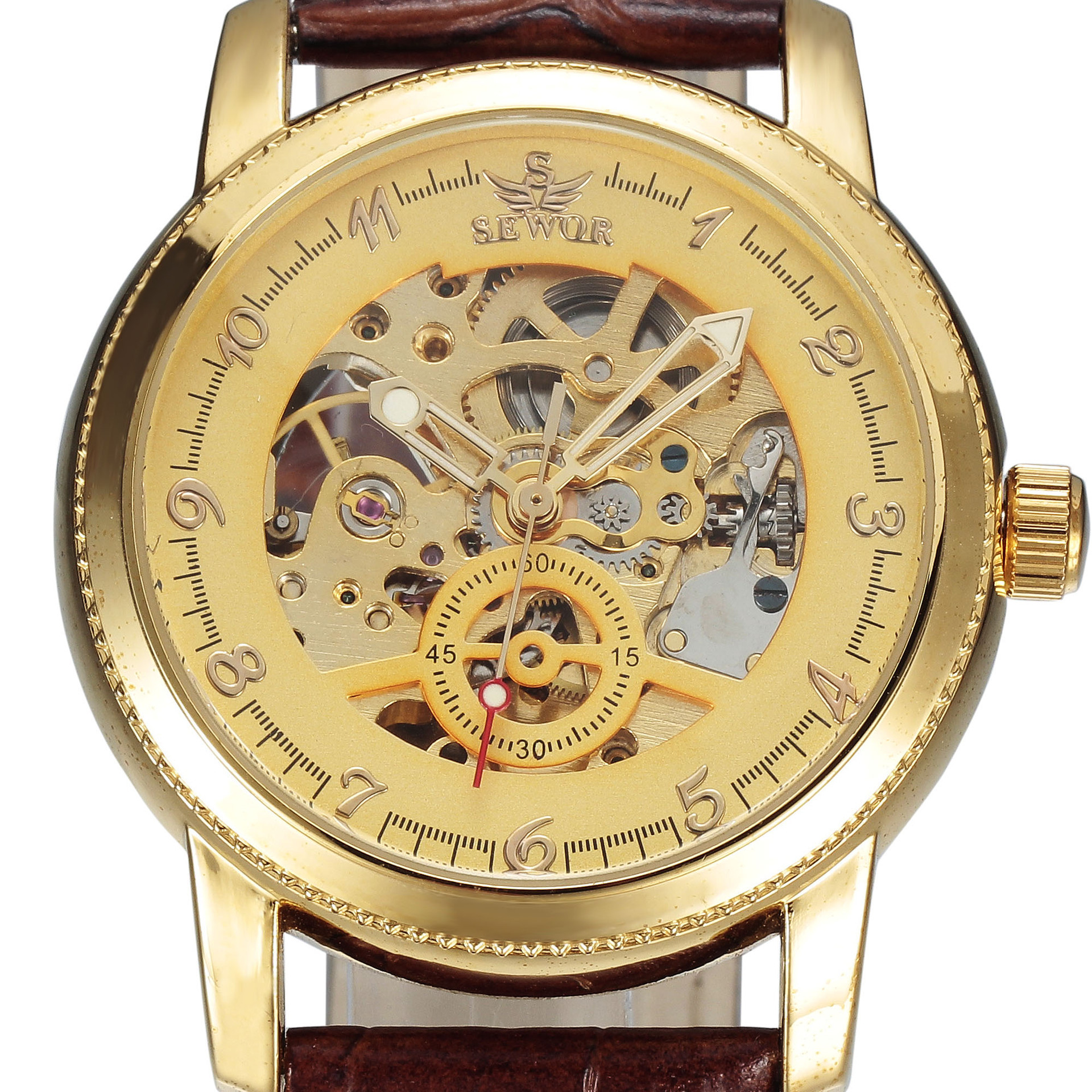 SEWOR reloj mecánico de vidrio hueco transparente reloj de hombre comercio exterior comercio electrónico venta caliente reloj mecánico automático