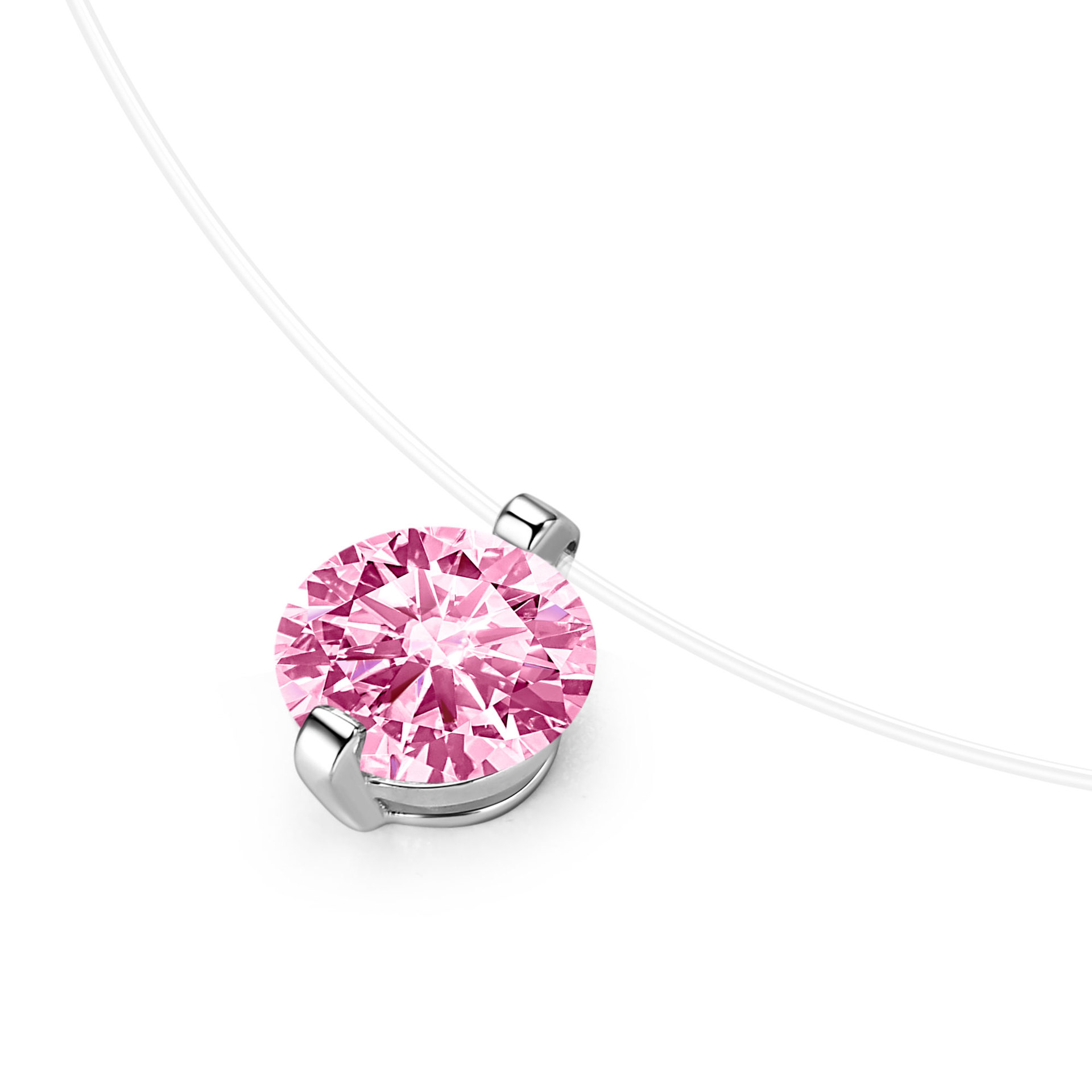 925纯银2克拉粉色钻石隐形项链人鱼的眼泪甜美公主风多巴胺吊坠女