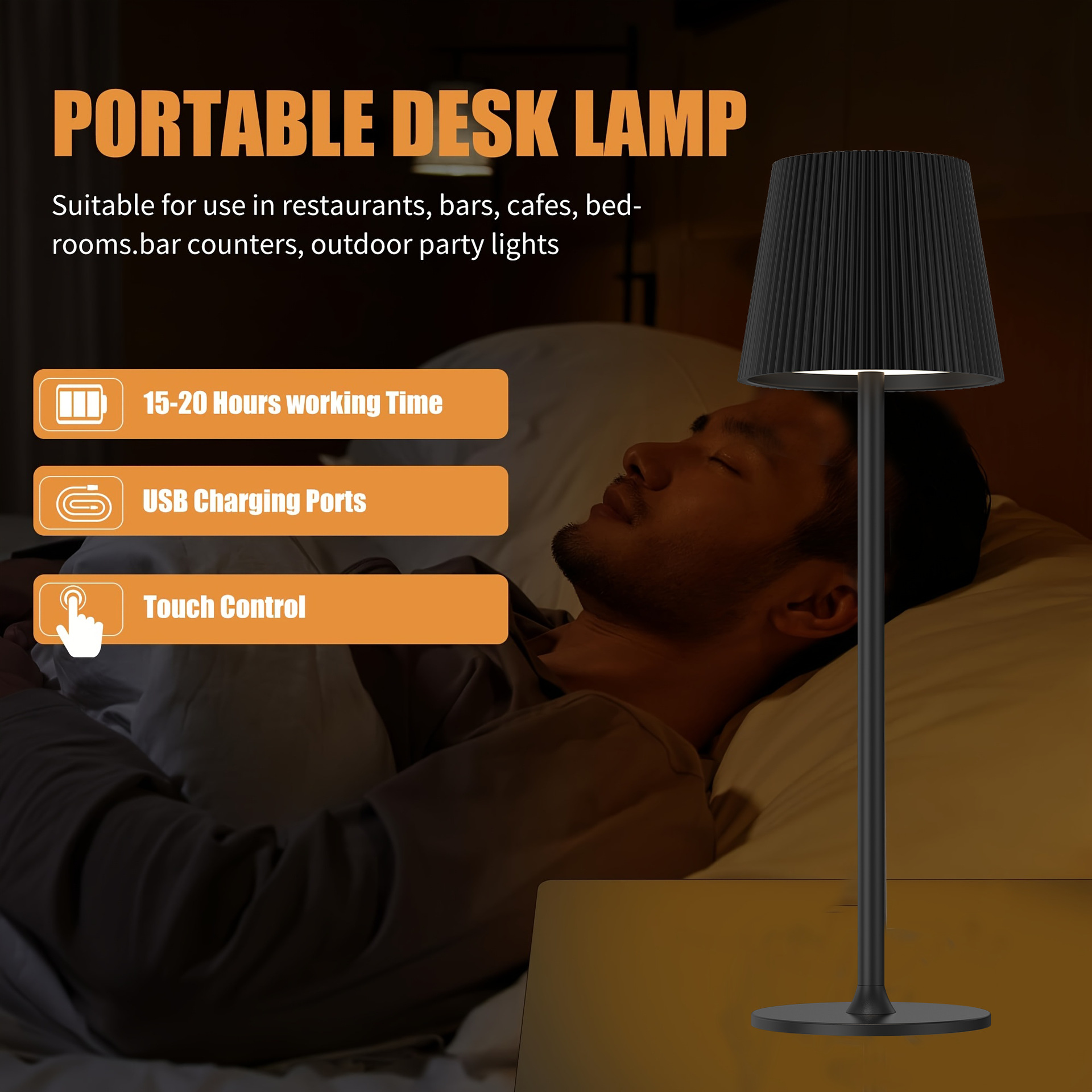 Fabrica directa transfronteriza rayas pie alto redondo lámpara de escritorio base de carga moderna y simple lámpara de atmósfera lámpara de mesa de comedor image 2