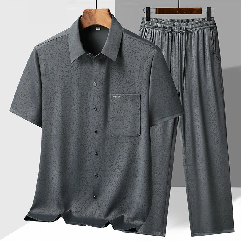 Летняя рубашка с короткими рукавами и лацканами для папы среднего и пожилого возраста, рубашка для дедушки и пожилого человека, свободный повседневный костюм