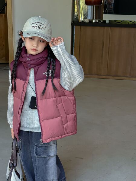 2024 New Autumn and Winter Kidsren's down Silk Vests for Boys and Girls Hooded Vests for Outer Wear