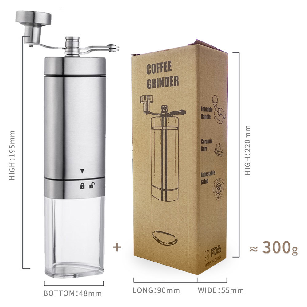 Triángulo mejorado mano amoladora hogar mano máquina de café fábrica al por mayor de acero inoxidable