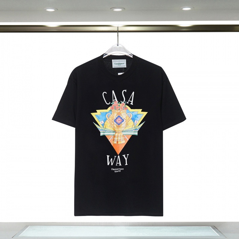 国境を越えた貿易カサブランカ春夏新作カラーメッシュプリントCASAユニセックス半袖Tシャツ|undefined