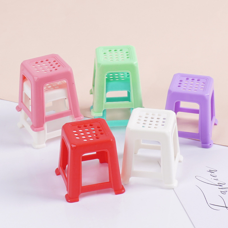 仿真迷你小凳子小椅子模型Dollhouse娃娃屋塑料小方凳过家家玩具|undefined