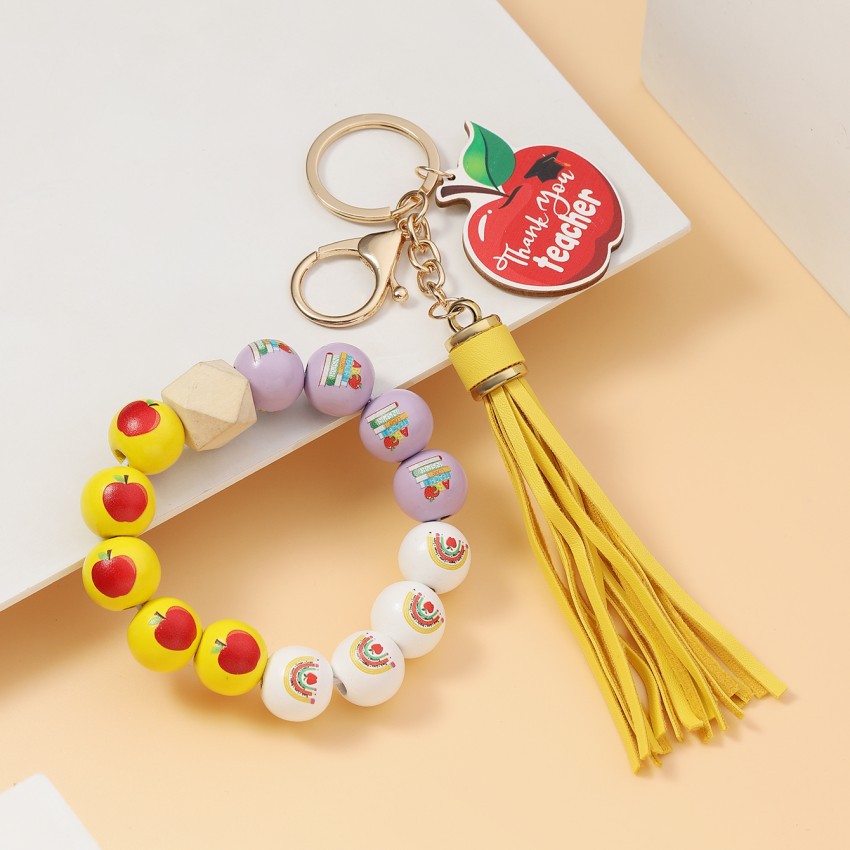 35g Weight Keychain Classification 1 Piece Quantity School, Graduation Occasion Acrylic, Wood Material Teachers' Day Festival Book, Letter, Tassel Pattern Unisex Gender Beaded Design Modern Style Style Modern Style Book Letter Tassel Arylic Wood Beaded Teachers' Day Unisex Keychain 8