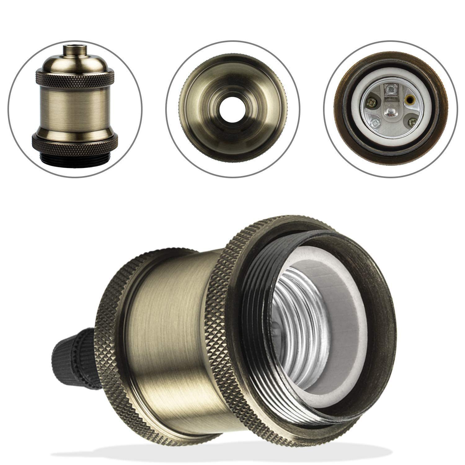 Zhongshan Fuente Fabricante transfronterizo E26E27 lámpara de aluminio antiguo taza de lámpara de cerámica lámpara adecuada para lámparas de succión y elevación