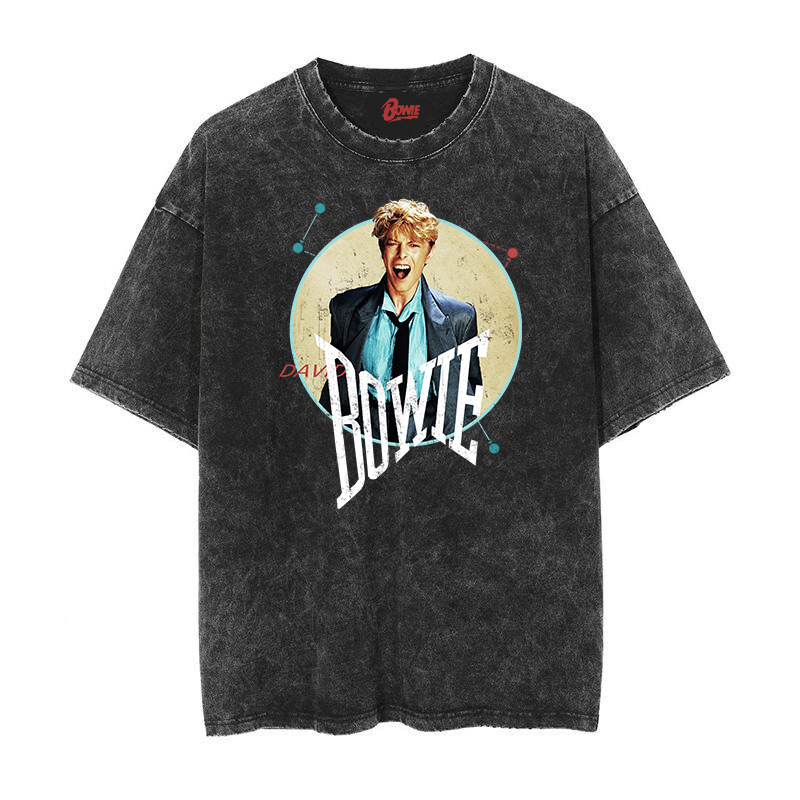 Rocker David Bowie David Bowie Face distressed washed vintage batik short sleeve t-shirt
