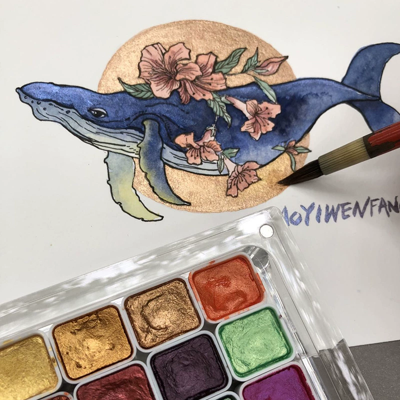 Золотой и серебряный порошок, перламутровая акварельная краска, китайская живопись, танка, раскраска, дизайн ногтей, живопись, гуашь, акрил, цвет камня, цвет земли Дунхуань