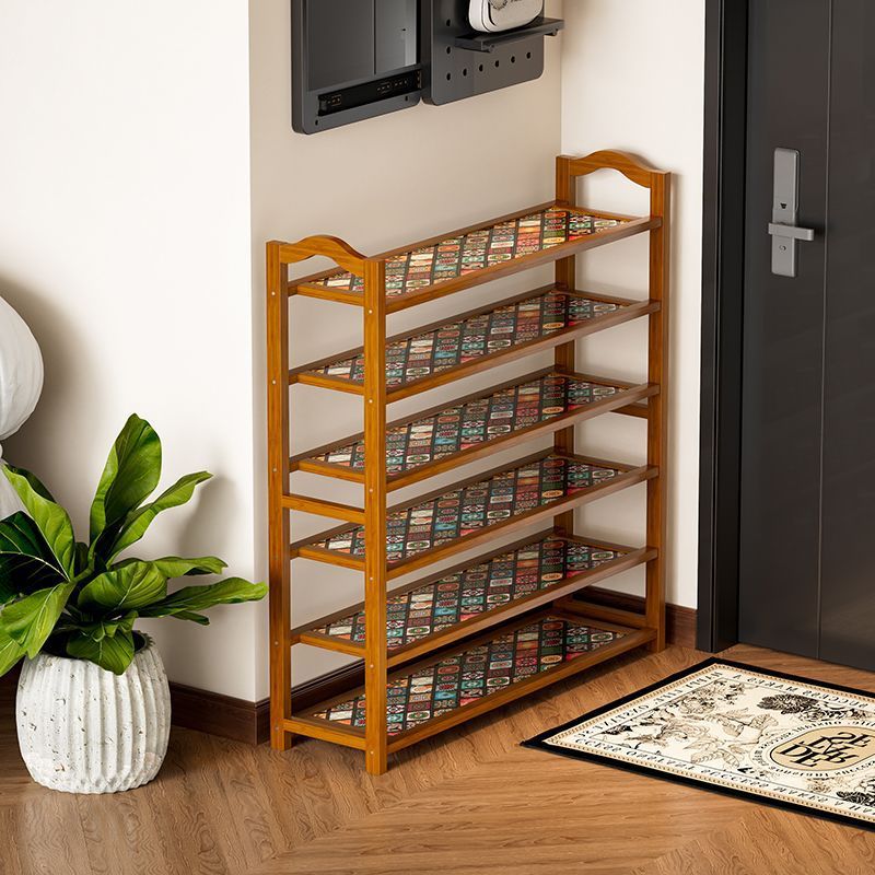 Printed Multi-Layer Shoe Rack Made of Bamboo, Simple Household Shoe Rack for Entryway, Economical Storage Shelf, Dust-Proof for Dormitory