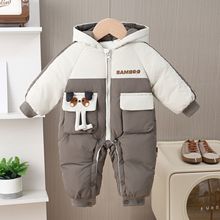 超萌洋气满月婴儿衣服秋冬装男女宝宝连体衣加厚外出哈羽绒棉保暖