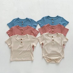 嬰兒衣服夏裝韓版短袖連體衣薄款男女寶寶三角包屁衣半袖T恤上衣