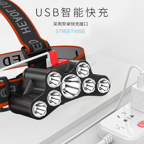 New LED Outdoor High-Intensity Headlamp with Charging, Ultra-Bright Special Mining Lamp for Fishing at Night, Waterproof, USB Charging Head Mount