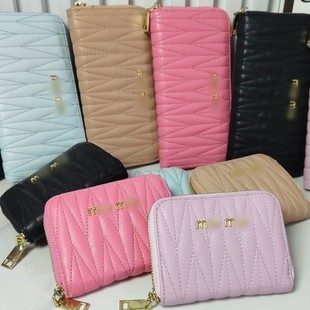 Cross-border wholesale 2024 Europe and the United States new simple fashion embroidery rhombus large capacity card bag zipper card wallet